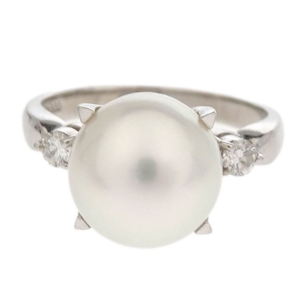 Tasaki Ring Pt900 Pearl Diamond Silver #52 186799